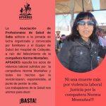 APSADES se suma a las jornadas de protestas por la muerte de Norma Montañez  y piden la destitución de Vargas