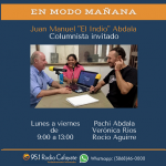 Juan Manuel «El Indio» Abdala será el columnista invitado de En Modo Mañana